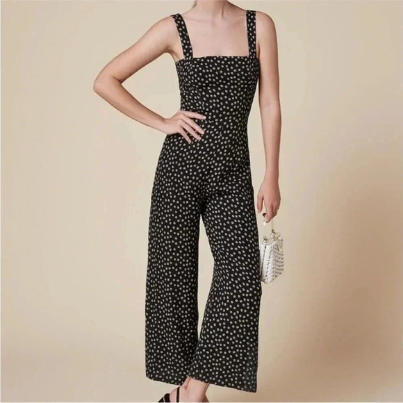 Reformation Spades Square Neck Wide Leg Jumpsuit in Flores Daisy Ditsy Floral - Picture 2 of 16